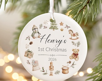 Personalised Baby's First Christmas Bauble | Grandson Granddaughter 1st Christmas Keepsake | Baby's First Christmas Christmas wreath Design
