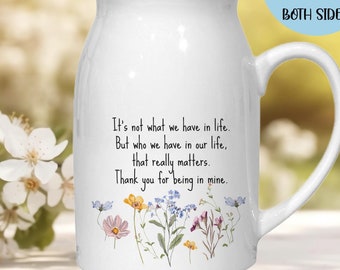 Small Non Personalised Floral Ceramic Jug Vase, Friend Gift