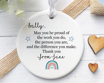 Personalised Ceramic Keepsake Ornament: Thank You Gift for Colleague, Teacher