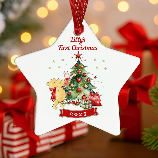 Personalised Baby's First Christmas Ornament: Ceramic Star Keepsake