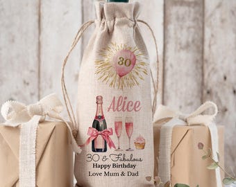 Personalised Hessian Wine Bottle Bag | Rustic Birthday Gift