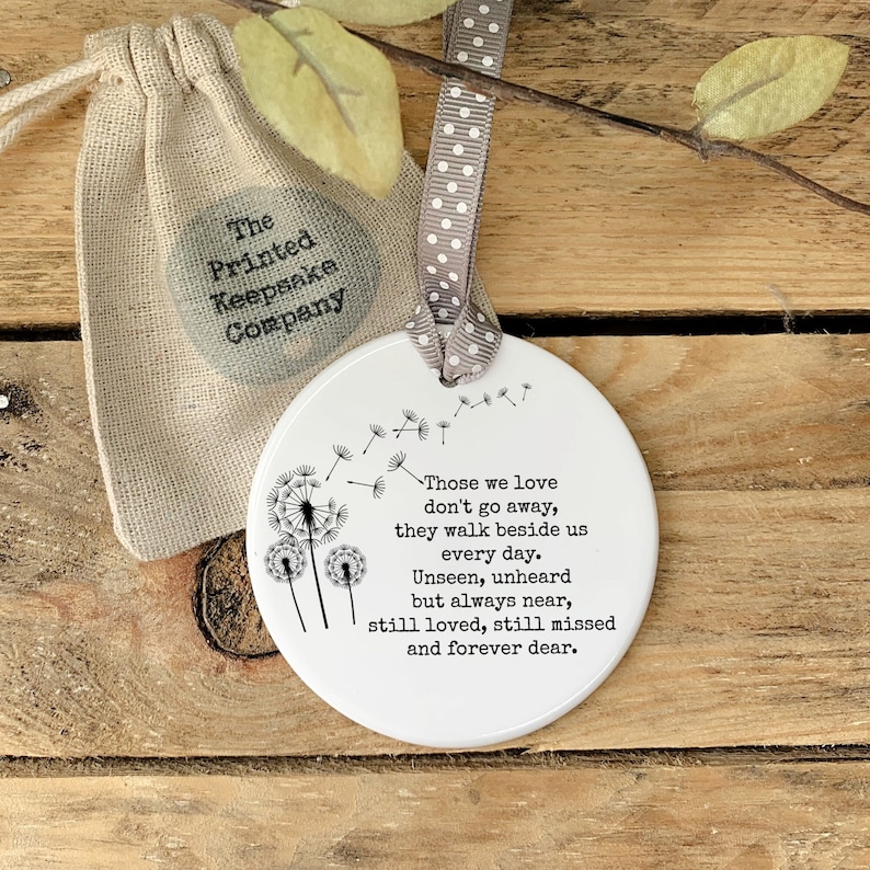 Sympathy Gift, Bereavement Keepsake Dandelion Memorial Ornament free gift Bag image 1