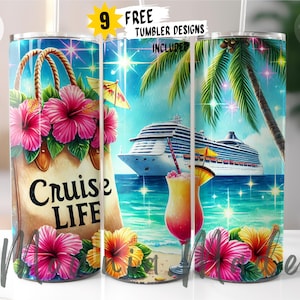 Cruise Life Skinny Tumbler Wrap PNG 20 Oz, Cruising Tumbler Sublimation, Vacation Straight PNG - Instant Digital Download Cruise Ship Design