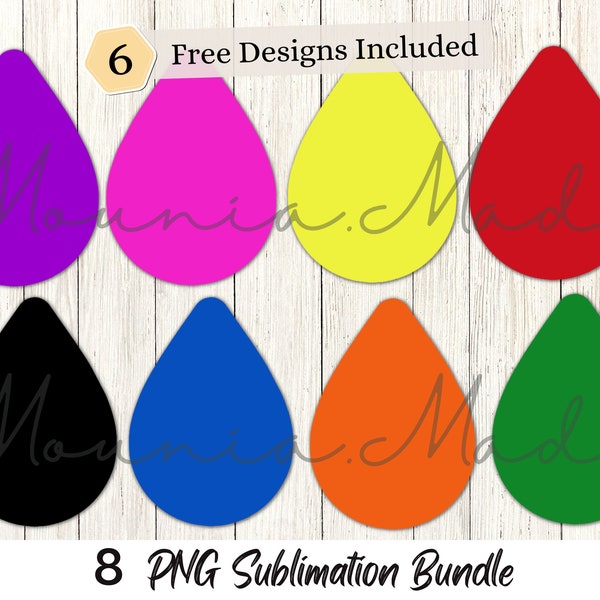 Color Bundle Set Earrings Sublimation Design PNG, Colors Teardrop Designs, Plain Colors Sublimation, Instant Digital Download