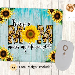 Mom - Mouse Pad Sublimation Design PNG, Mom Computer Mouse Pad, Sunflower Sublimation, Instant Digital Download, Beautiful Design