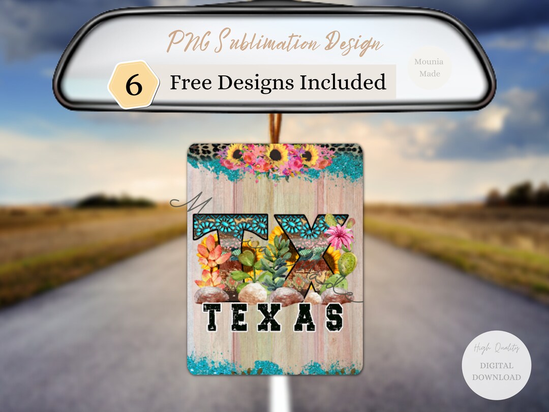 Texas Air Freshener Sublimation Design PNG, Car Freshie Printable Sublimation, Instant Digital