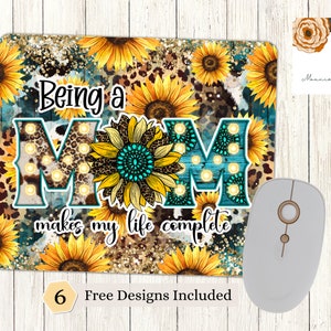Mom - Mouse Pad Sublimation Design PNG, Mom Computer Mouse Pad, Sunflower Sublimation, Instant Digital Download, Beautiful Design