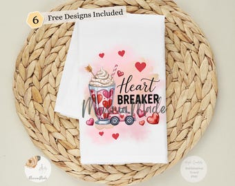 Heart Breaker Kitchen Towel Sublimation Design with Heart Truck (Digital Download)