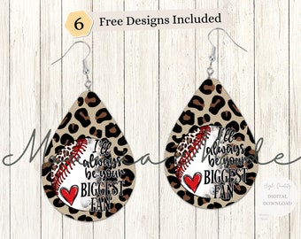 Baseball Mom Boucles d’oreilles Sublimation Design PNG, Baseball Teardrop Earring, Sport Sublimation, Leopard Cheetah, Téléchargement numérique instantané