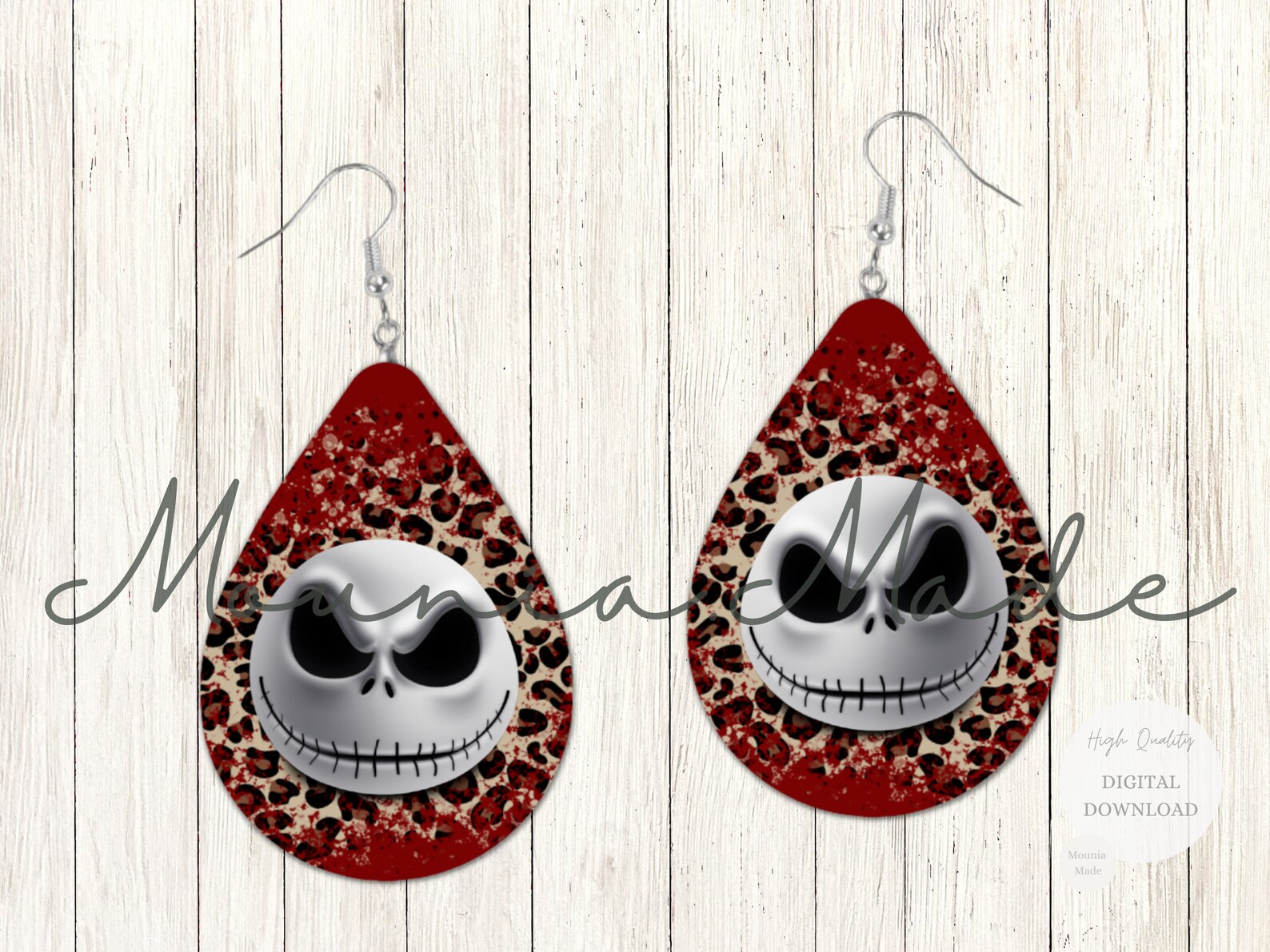 Jack Skellington Earrings Sublimation Design PNG Jack Head Etsy