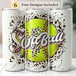 Softball - Skinny Tumbler Wrap PNG 20 Oz, Softball Sport Tumbler Designs, Straight, Tapered, PNG 300DPI - Instant Digital Download