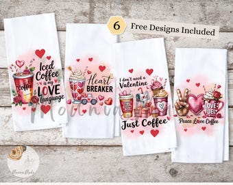 Coffee Kitchen Towel Bundle Set of 4 Sublimation Designs (Digital Download)