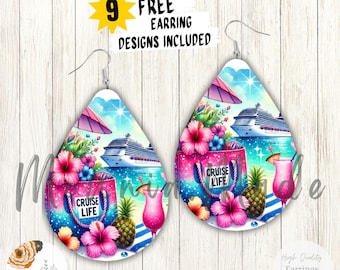 Cruise Life Teardrop Earrings Sublimation Design (PNG Digital Download)