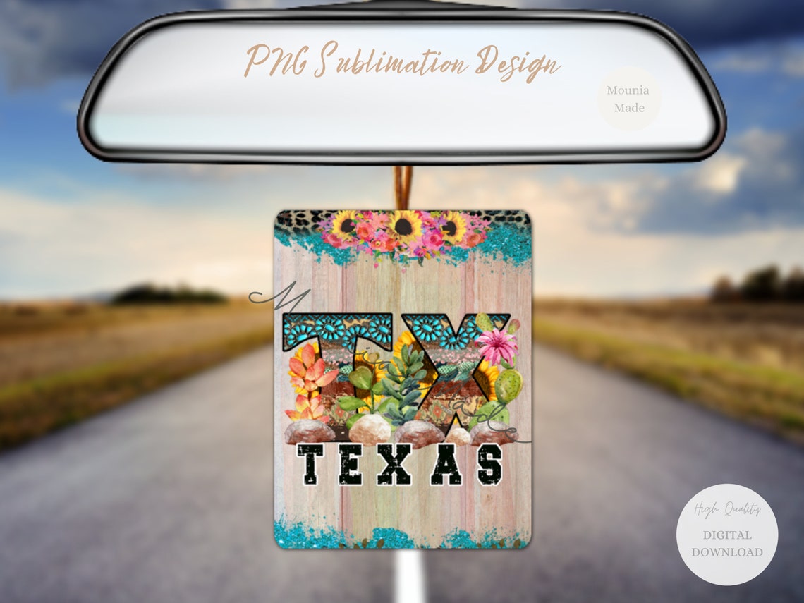 Texas Air Freshener Sublimation Design PNG Car Freshie Etsy