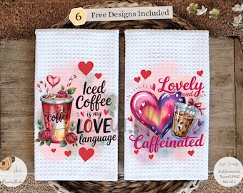 Coffee Love Kitchen Towel Bundle Set of 2 Sublimation Designs (Digital Download)