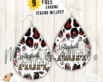 Volleyball Mom Teardrop Earrings, Cheetah Print (Digital Download)