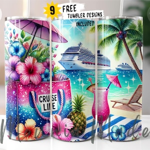 Cruise Life Skinny Tumbler Wrap PNG 20 Oz, Cruising Tumbler Sublimation, Vacation Straight PNG - Instant Digital Download Cruise Ship Design