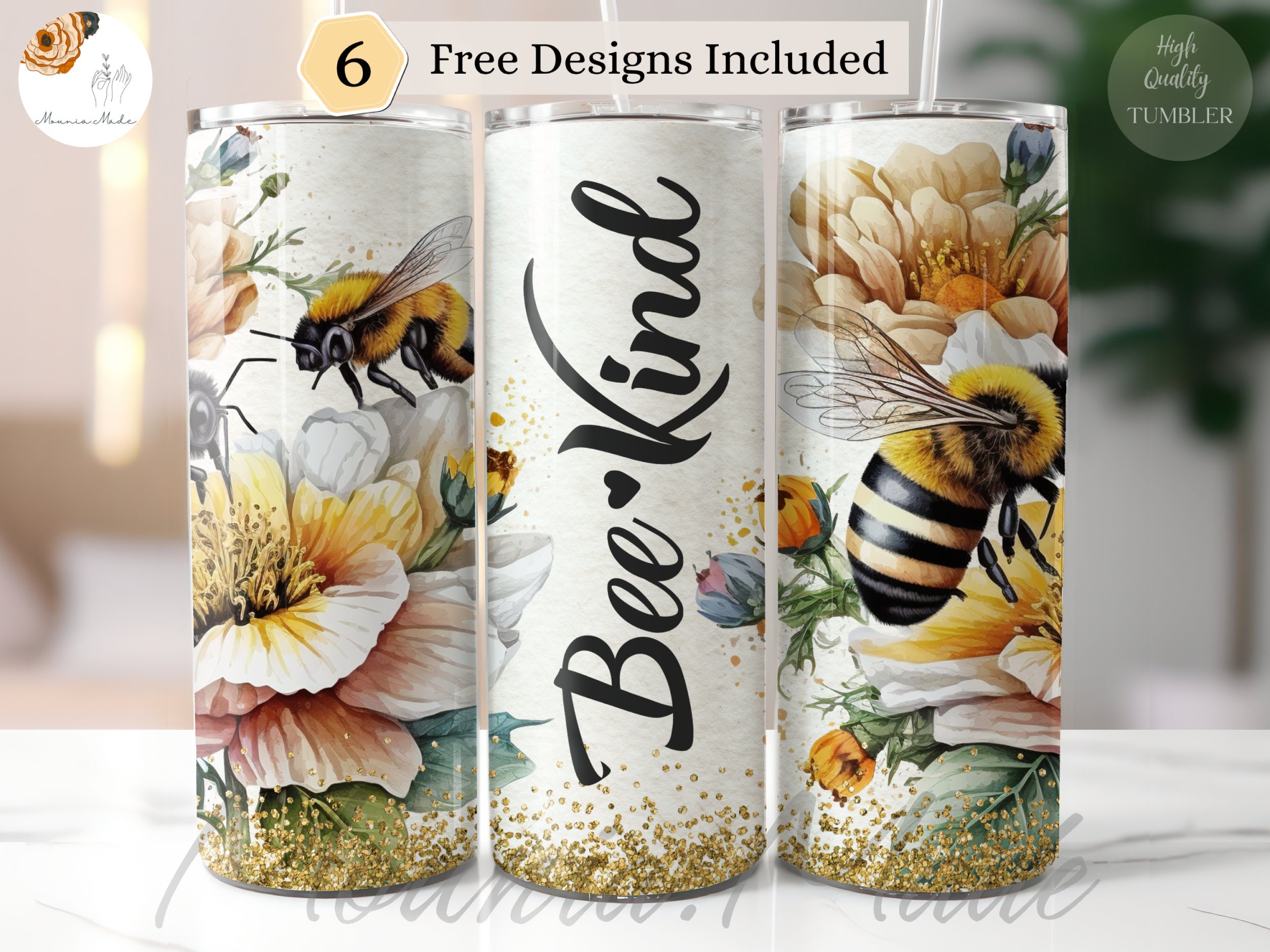 Bee Tumbler Wrap 40 Oz Quencher, Sublimation Design, Gift for Mom Png,  Tumbler Png File, Png Digital Download, 40 Oz Tumbler Wrap 