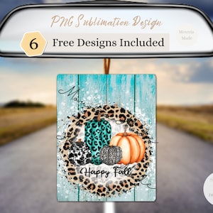 Happy Fall Pumpkins - Air Freshener Sublimation Design PNG, Cheetah Leopard Car Freshie Printable Sublimation, Instant Digital Download
