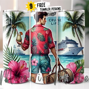 Cruise Life Skinny Tumbler Wrap PNG 20 Oz, Cruising Tumbler Sublimation, Vacation Straight PNG - Instant Digital Download Cruise Ship Design