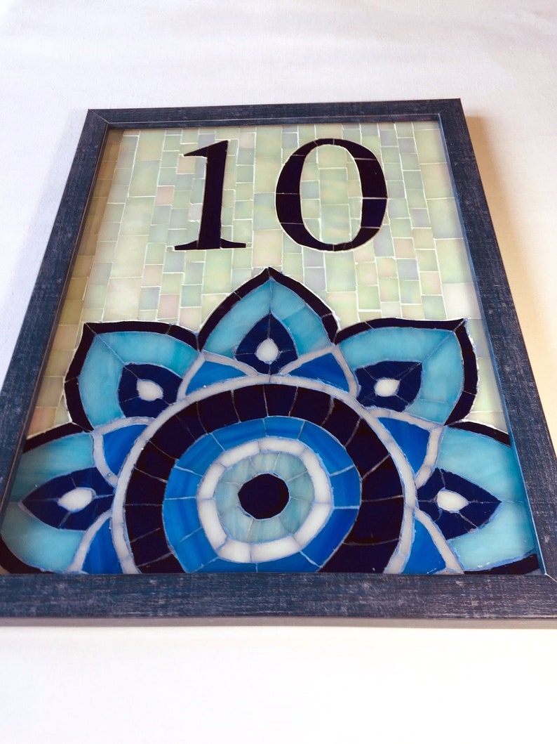 Custom House Number Evil Eye Style Glass Mosaic , Street Address,House Sign, Name Plaque image 6