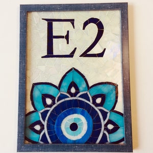 Custom House Number Evil Eye Style Glass Mosaic , Street Address,House Sign, Name Plaque image 7