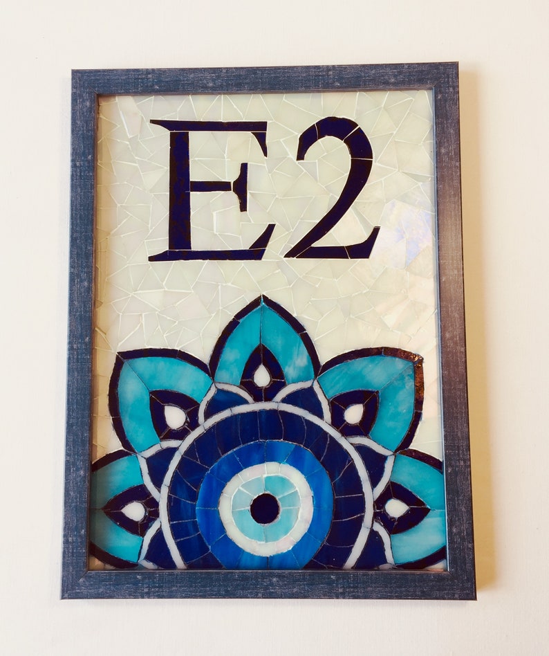 Custom House Number Evil Eye Style Glass Mosaic , Street Address,House Sign, Name Plaque image 7