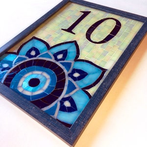 Custom House Number Evil Eye Style Glass Mosaic , Street Address,House Sign, Name Plaque image 2