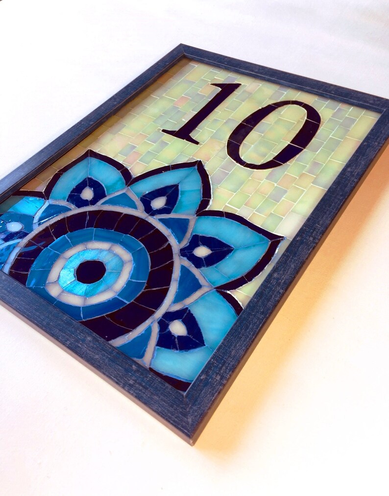 Custom House Number Evil Eye Style Glass Mosaic , Street Address,House Sign, Name Plaque image 2