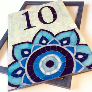 Custom House Number Evil Eye Style Glass Mosaic , Street Address,House Sign, Name Plaque image 4