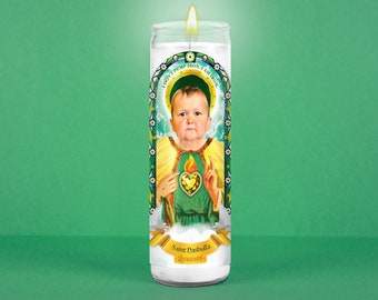 Saint Hasbulla: TikTok Celebrity Prayer Candle | Non Scented | 8 inch Glass Prayer Votive - 100% Handmade in USA | Funny Gift Idea