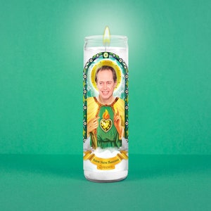 Saint Steve Buscemi Celebrity Prayer Candle: Non Scented | 8 inch Glass Prayer Votive - 100% Handmade in USA | Funny Gift Idea