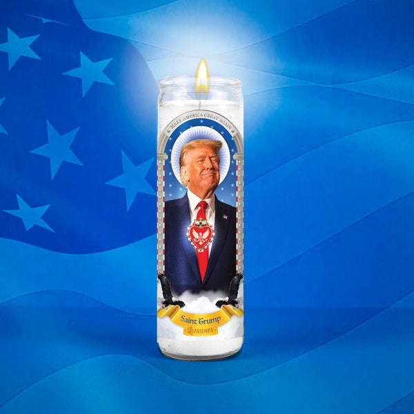 Saint Donald Trump : Rendre sa grandeur à l’Amérique | Non parfumé | Élections 2024 | Bougie de prière de Saint nouveauté | Cadeau de Noël | Républicain