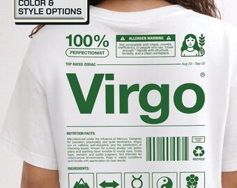 Virgo Zodiac Shirt: Perfectionist Nutrition Label Graphic Tee