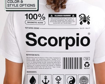 Scorpio Zodiac T-Shirt: Funny Nutrition Label Astrology Tee