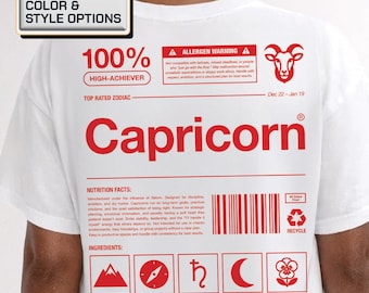 Capricorn Graphic Shirt: Astrology Sign Birthday Gift | Zodiac Tee Apparel