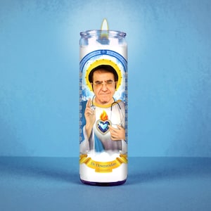 Saint Dr. Nowzardan Celebrity Prayer Candle: Non Scented | 8 inch Glass Prayer Votive - 100% Handmade in USA | Funny Gift Idea