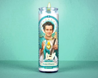 Saint Matty Celebrity Prayer Candle: Non Scented | 8 inch Glass Prayer Votive - 100% Handmade in USA | Funny Gift Idea