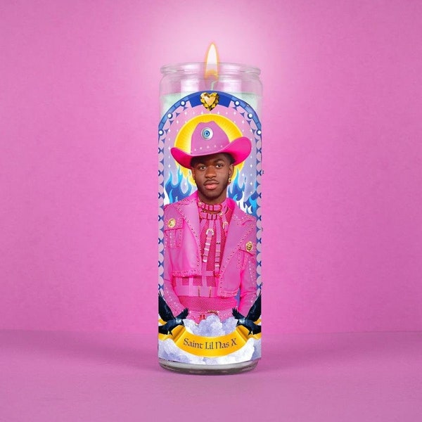 Saint Lil Nas X: Celebrity Prayer Candle, Grammy Award Winner, Non-scented, Novelty Candle, Votive Candle, Colored Wax, High Quality
