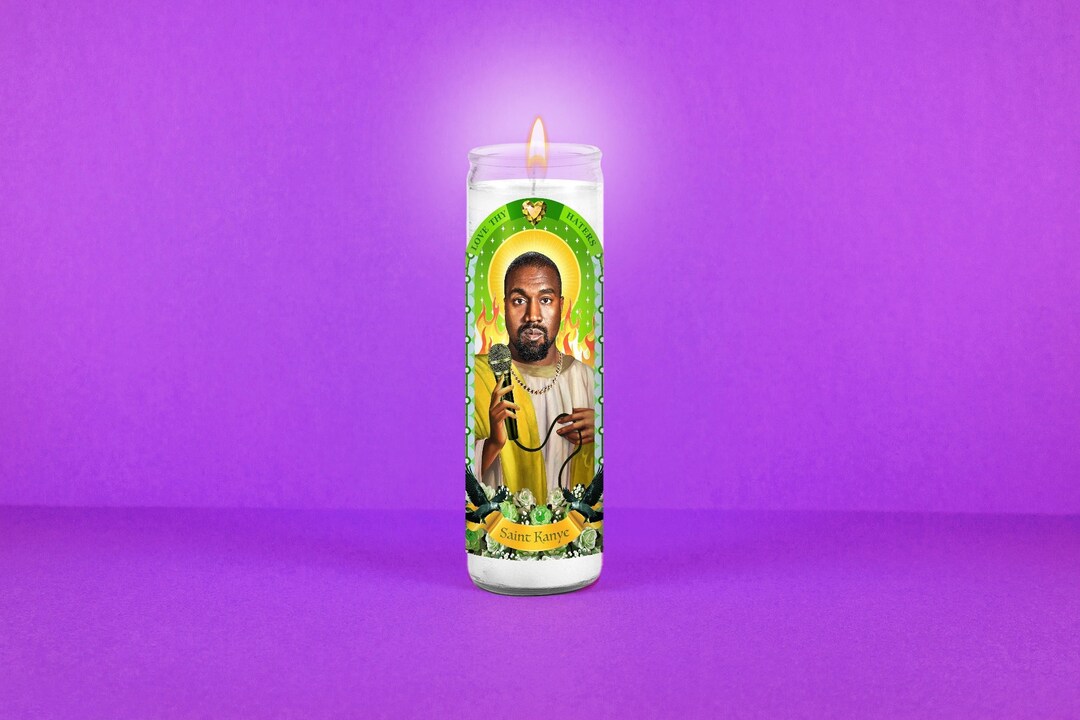 Saint Kanye Celebrity Prayer Candle Love Thy Haters Donda, Ye
