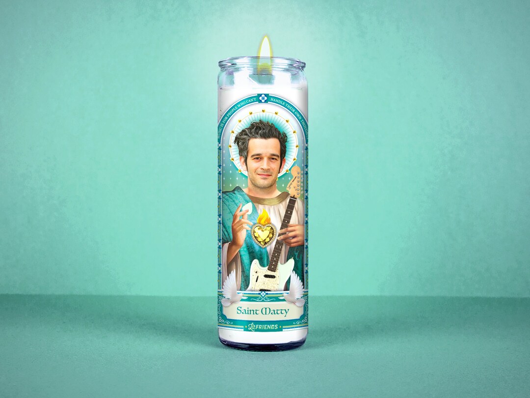 Saint Matty Celebrity Prayer Candle Non Scented 8 Inch Glass Prayer
