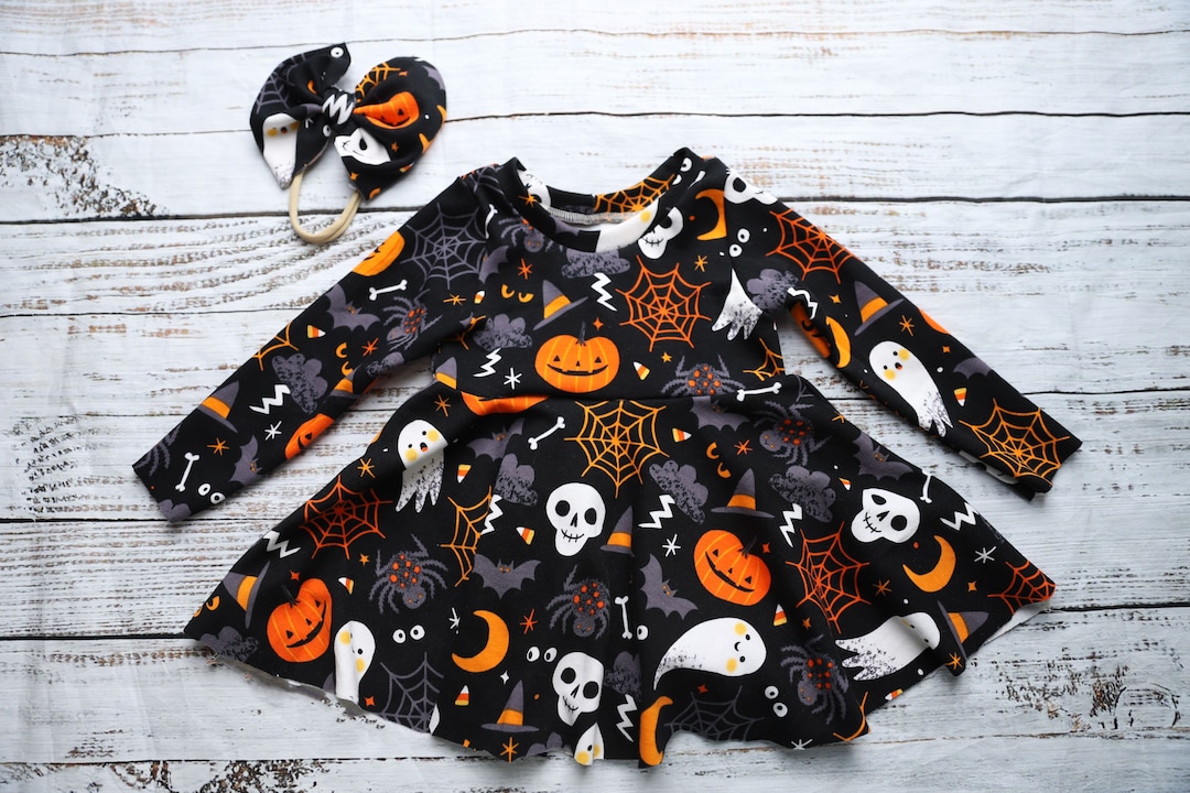 Halloween Dress Girls Halloween Dress Baby Dress Pumpkin Etsy