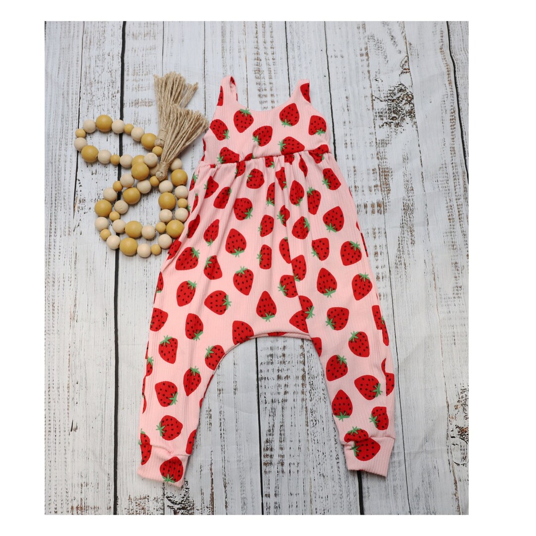 Baby Girl Romper Strawberry Romper Baby Clothes Pink Baby Etsy