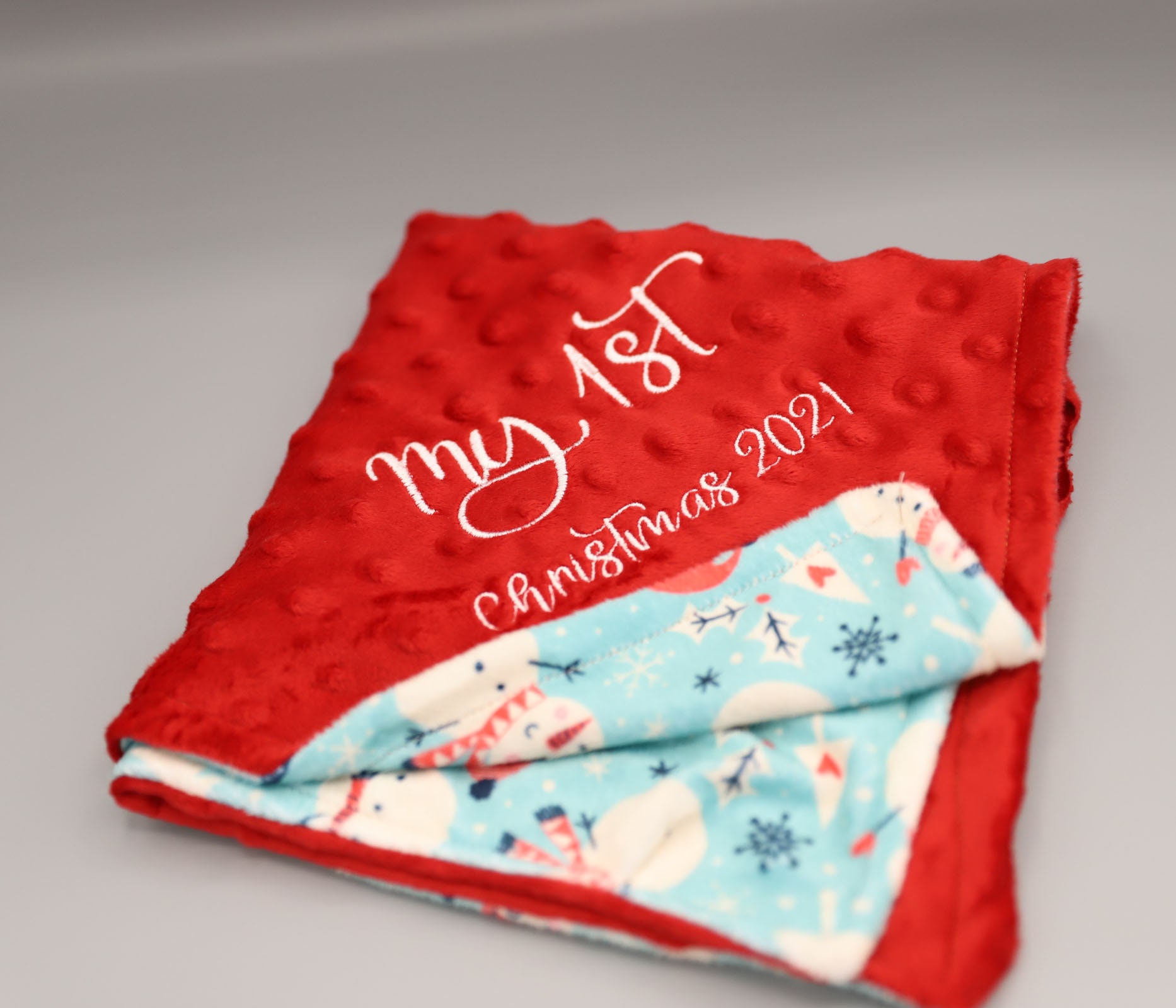 Personalized Christmas Baby Blanket Embroidered Minky Baby Etsy