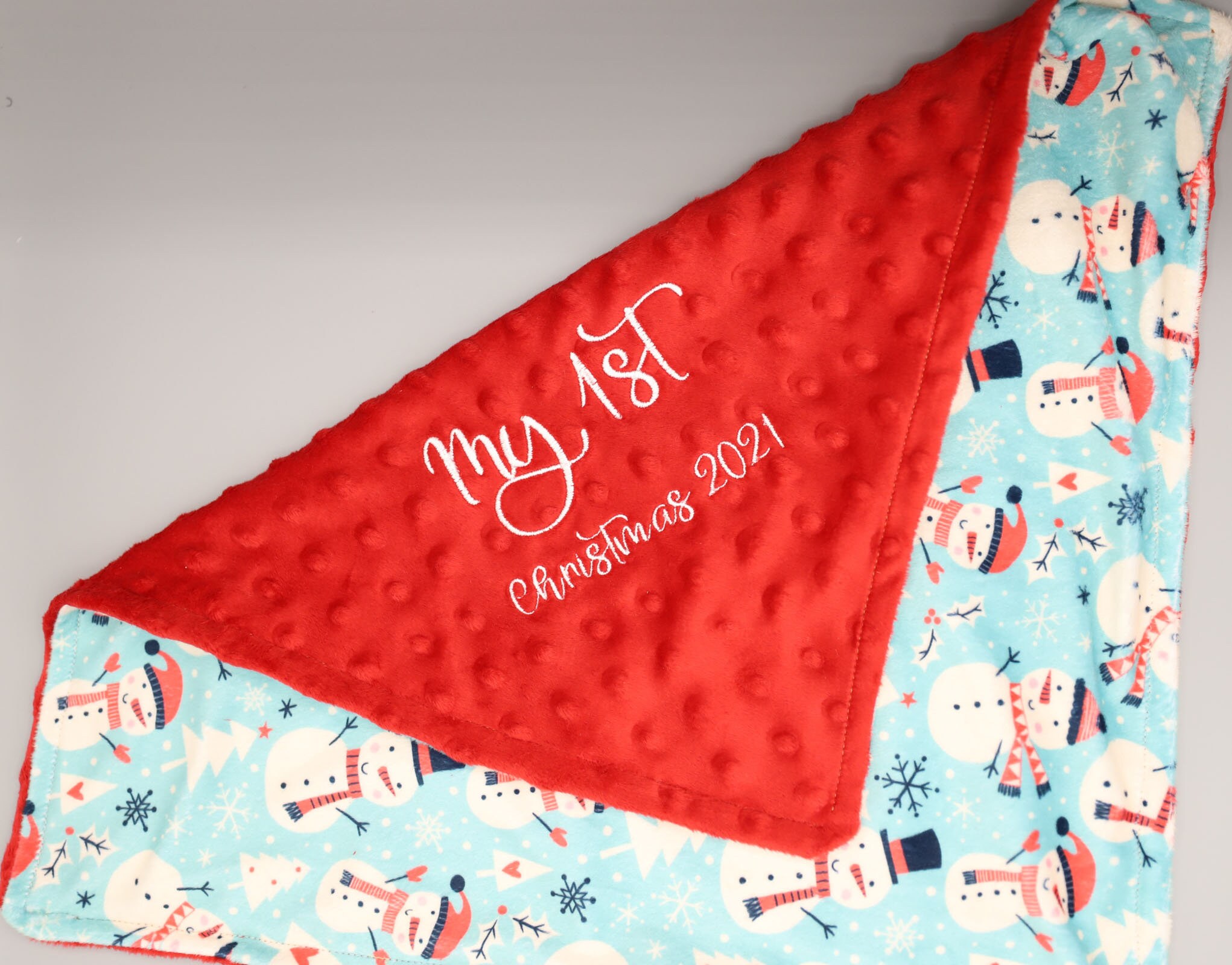 Personalized Christmas Baby Blanket Embroidered Minky Baby Etsy