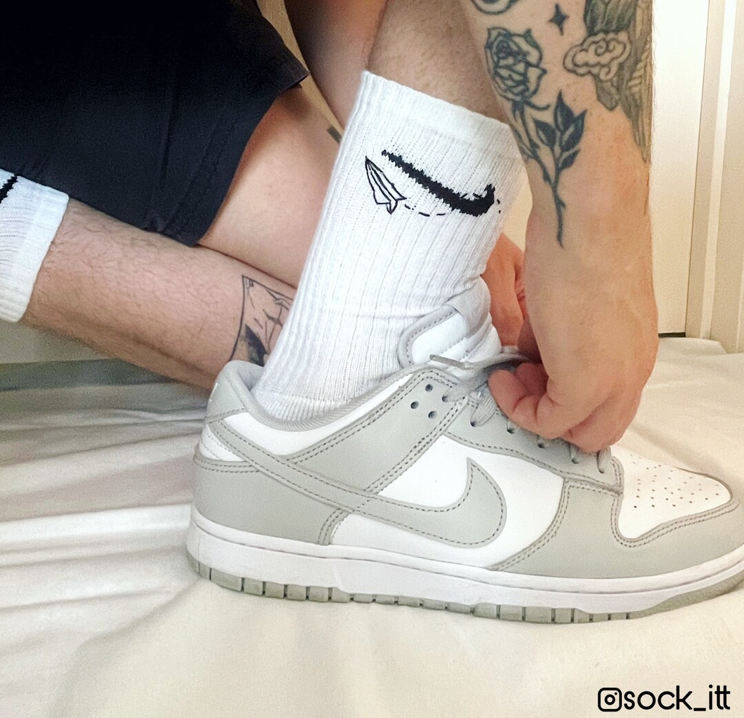 Hand Embroidered Paper Plane Socks, Custom, Everyday Crew Socks, Unique