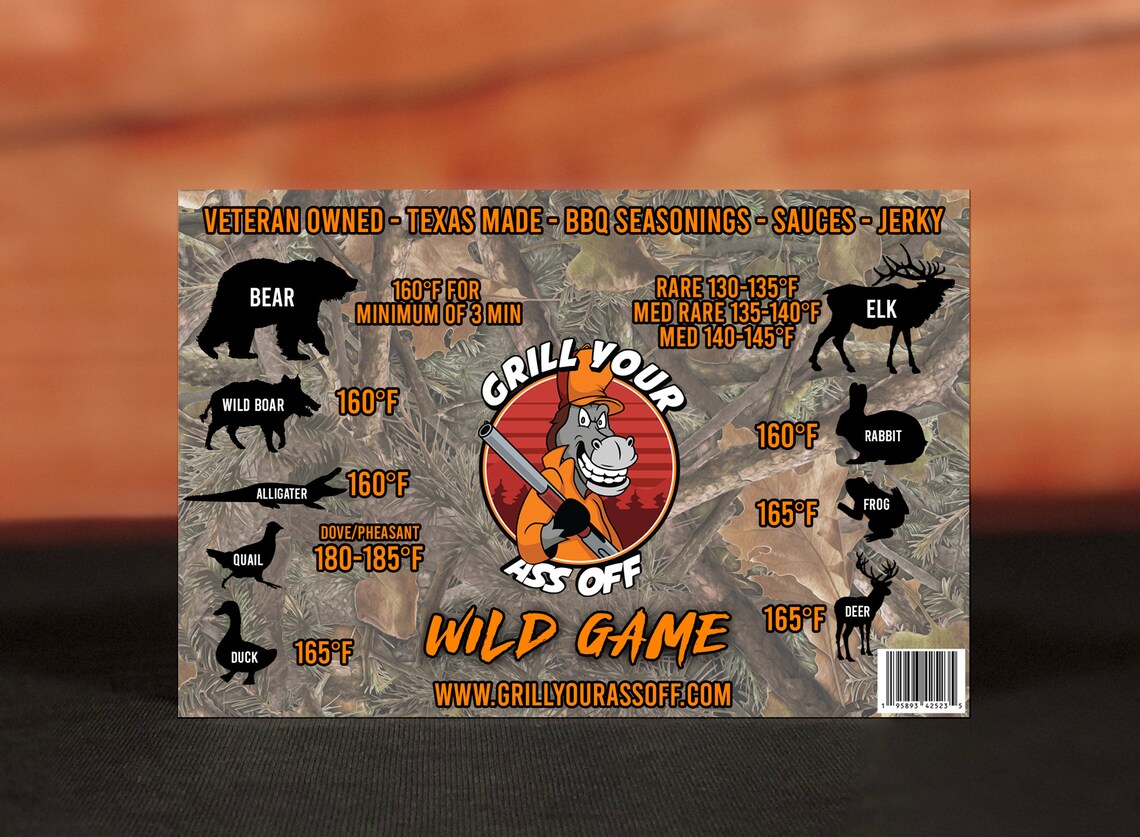 Wild Game Meat Temperature Chart Hunting Supplies Etsy