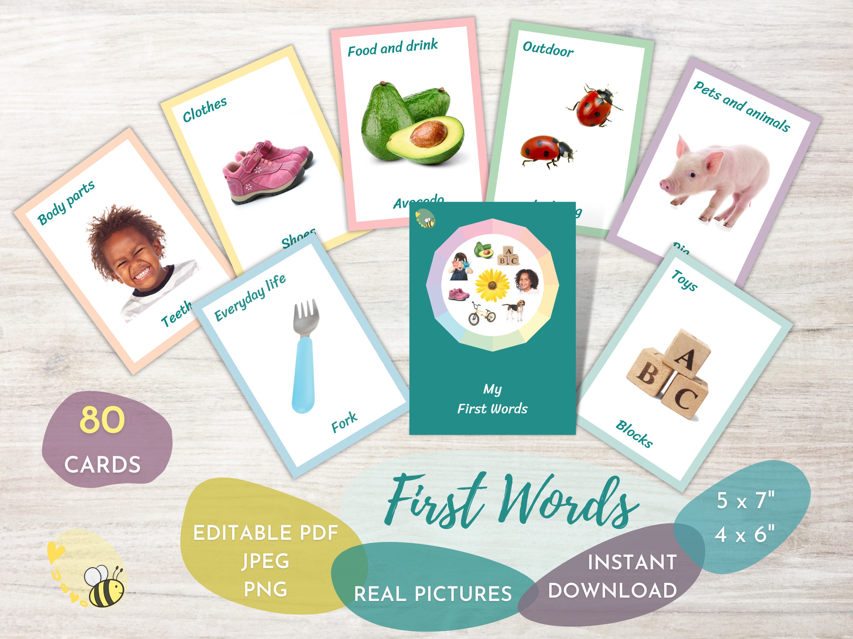 Flashcards imprimables, carte d'apprentissage de bébé, carte de mot  d'image, carte flash de nourriture, carte flash d'image réelle, cartes flash  d'aliments sains, cartes flash xl -  France