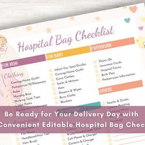 Hospital Bag Checklist - Customizable Fillable Printable PDF - Ultimate ...