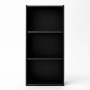 3-Tier Black Bookcase: Modern Vertical Bookshelf for Small Spaces